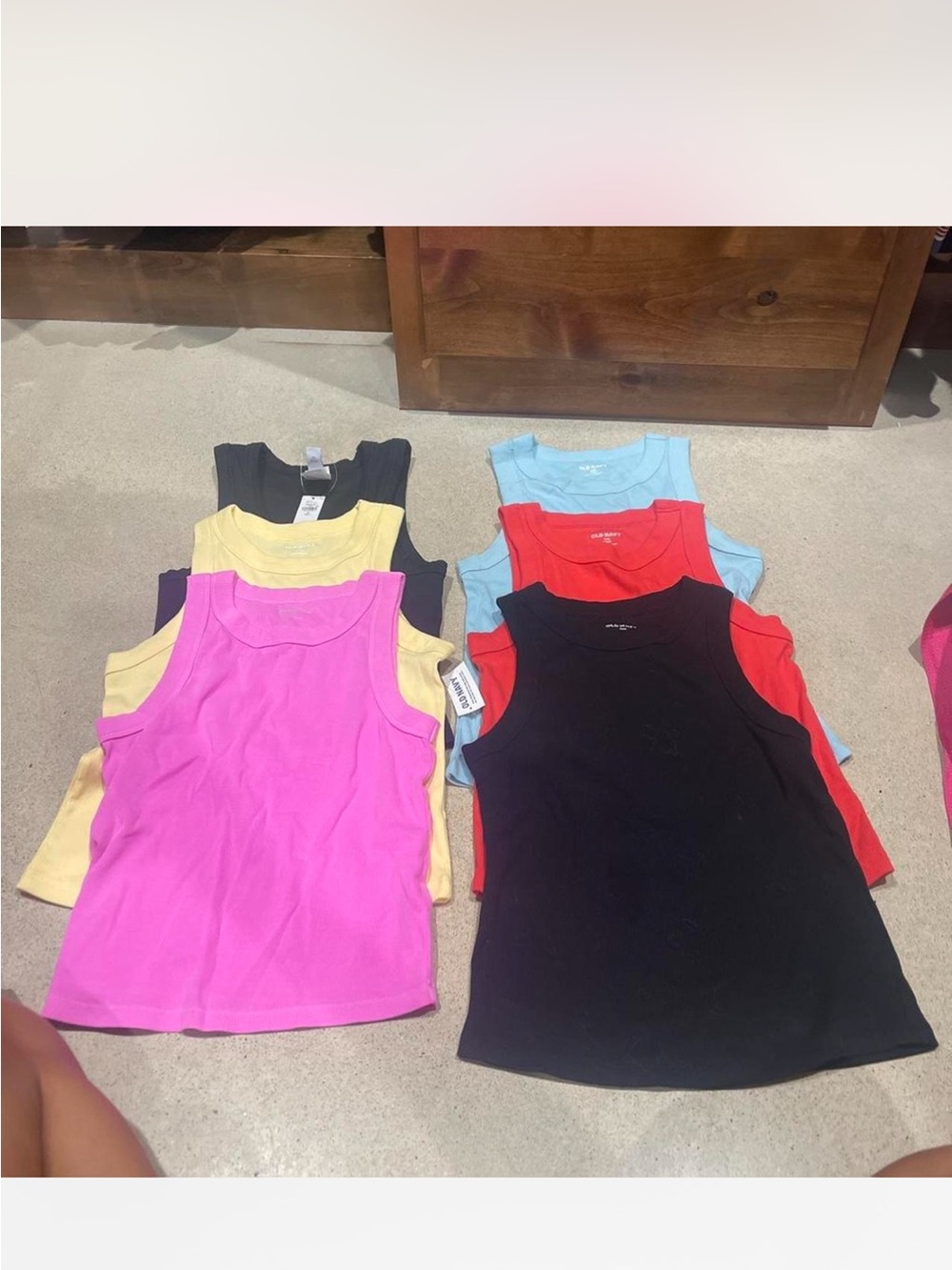 Old Navy Women's Ribbed Tank Pack - Black, Hot Pink, Red, Light Blue, Yellow